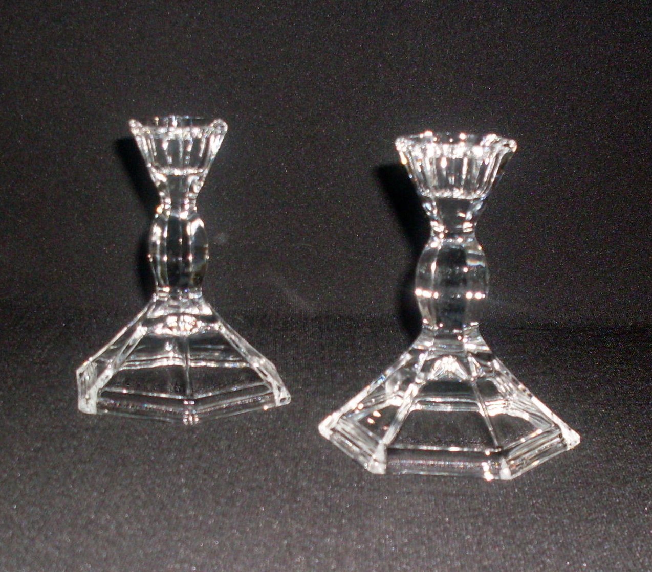 Elegant Six Sided Crystal Candlesticks, Set of 2