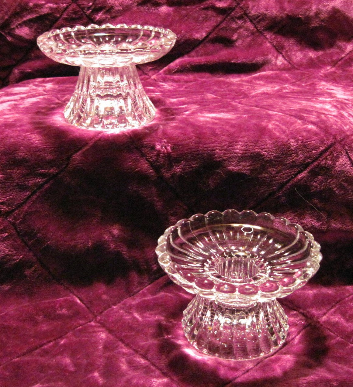 Scalloped Crystal Candle Holders for Votives or Candlesticks