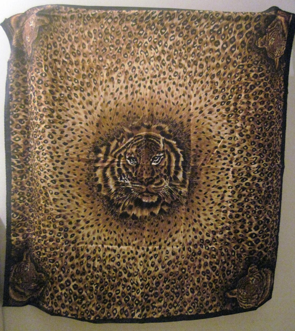 Large Tiger and Animal Print Scarf Brown 35 X 35 