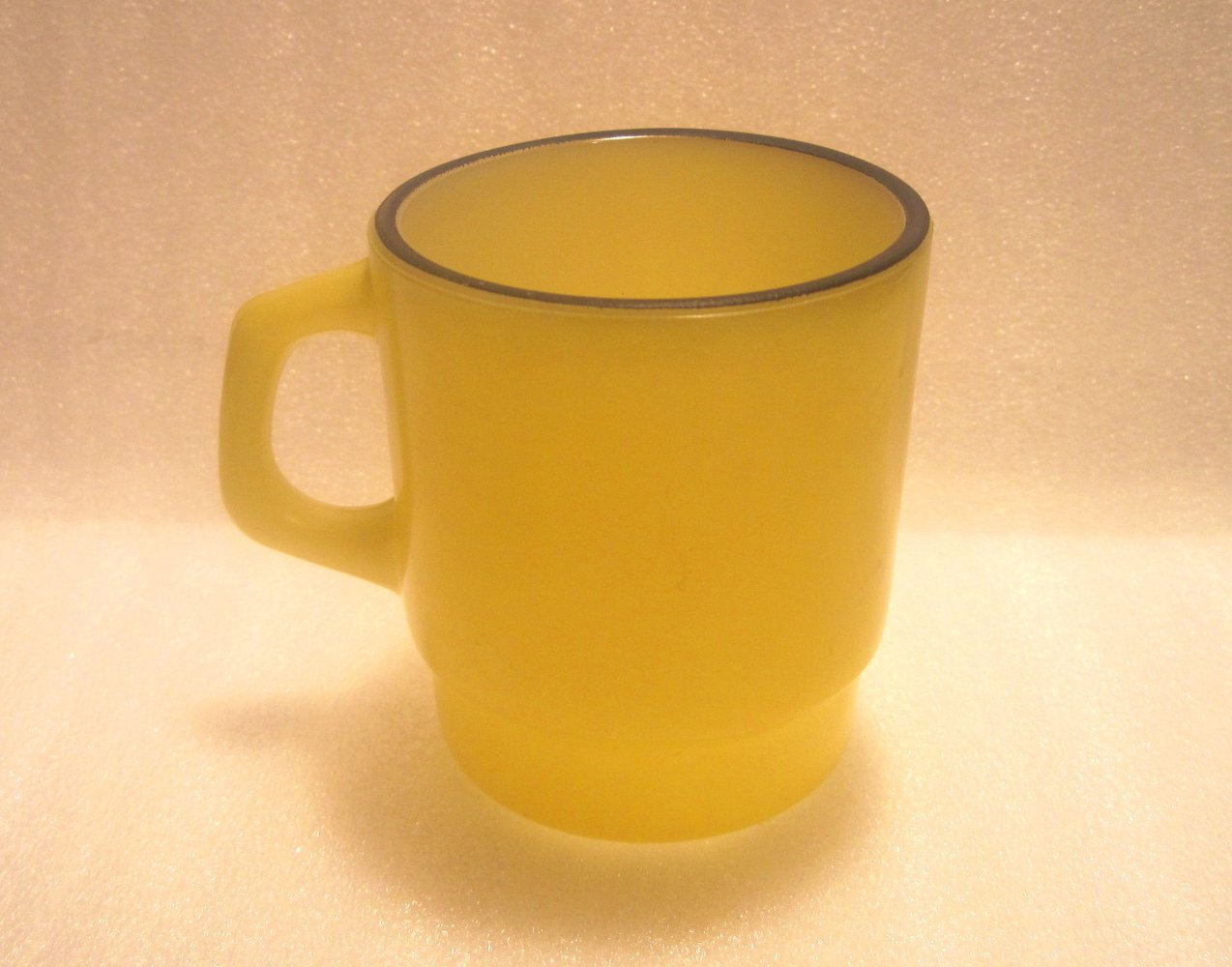 Fire King Yellow Black Rim Stackable Mug Rare Handle