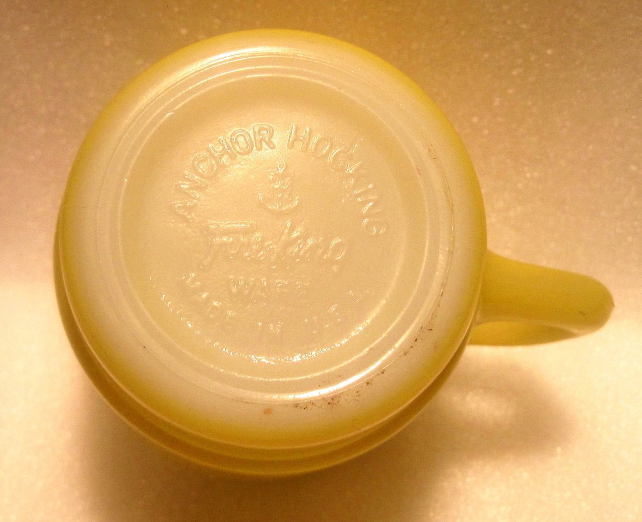 Fire King Yellow Black Rim Stackable Mug Rare Handle
