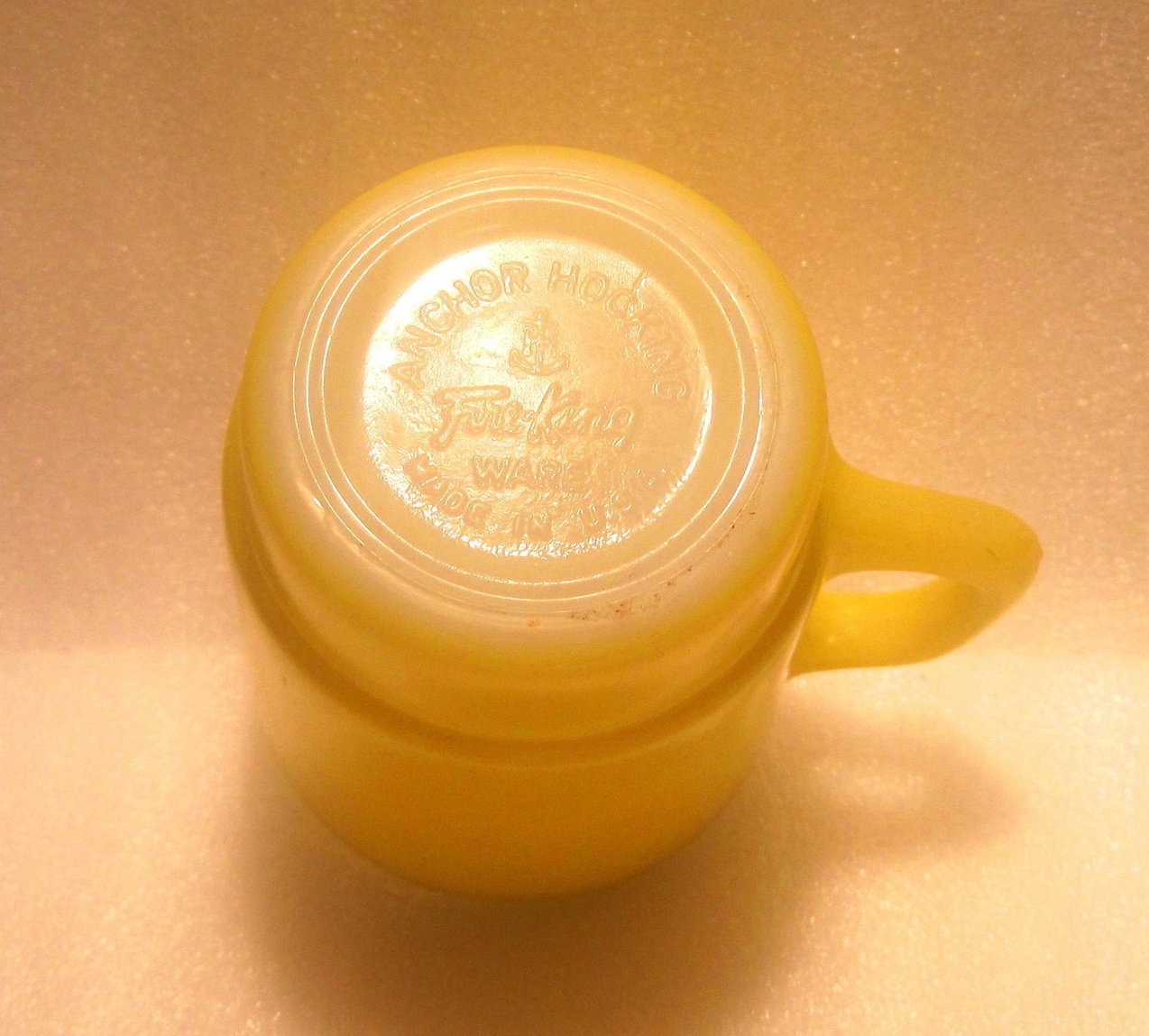 Fire King Yellow Black Rim Stackable Mug Rare Handle