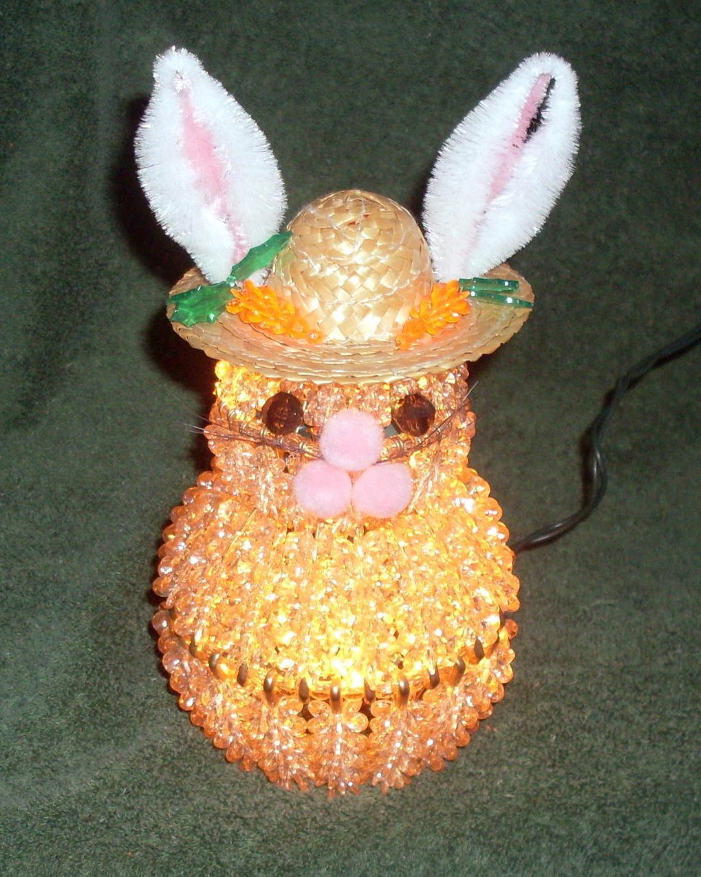 Easter Bunny Accent Night Light Lamp Beaded Hand Crafted