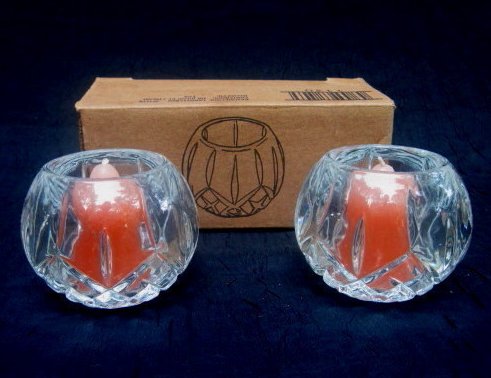 Homco Diamond Cross Cuts Candle Holders Set 1130 BD