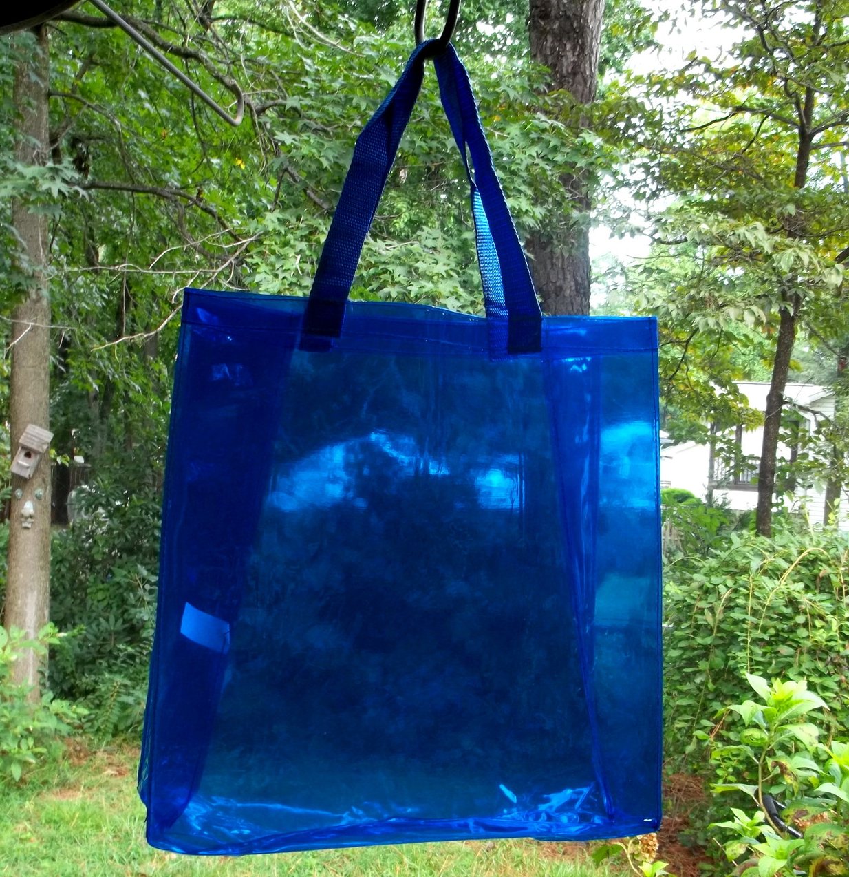 Tote Bag Vinyl Shopping Beach Travel Clear Sapphire Blue 