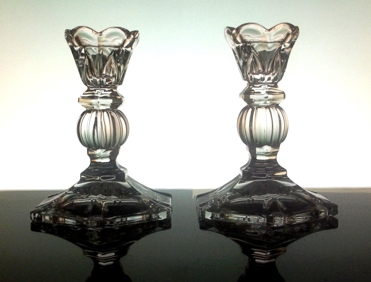 Crystal Candlesticks with Triangular Arches 5 inch Lot of 2