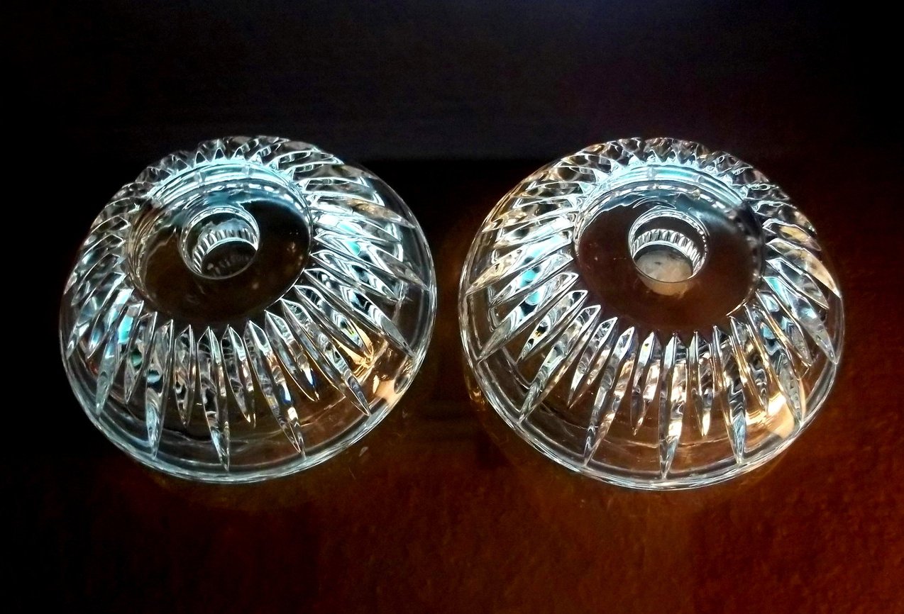 Princess House Lead Crystal Reversible Candle Holders Set of 2