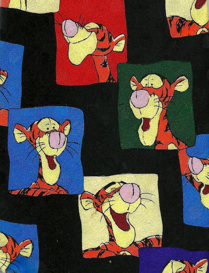 Necktie Tie Tigger Blocks Silk Black Multi Classic Pooh