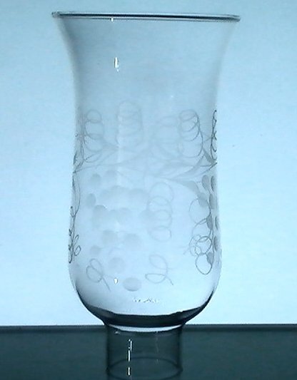 Hurricane Shade 1 5/8 inch fitter x 6.5 x 3.75 Etched Grapes and Vines