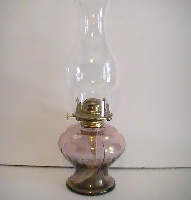 Oil Lamp Pale Pink with Clear Shade 15 inch OOS