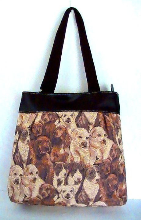 '.Dogs Tapestry Handbag Tote.'