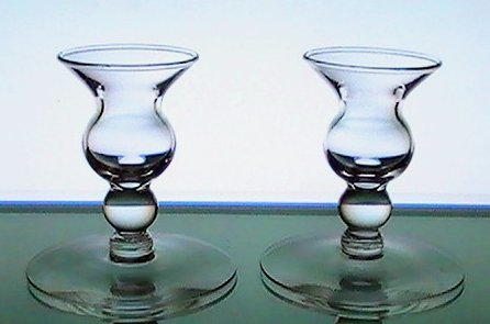 Candle Sticks Vintage Bulbous Dainty Clear Glass