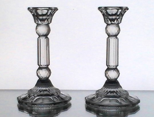 Vintage Crystal Column Candle Sticks Fancy  5.25 x 3