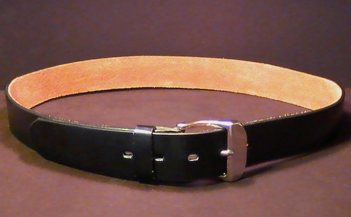 Leather Belt Black with Silver Buckle 1.5 inch wide size Med 3823 