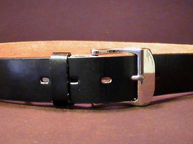 '.Leather Belt Black Silver MED.'