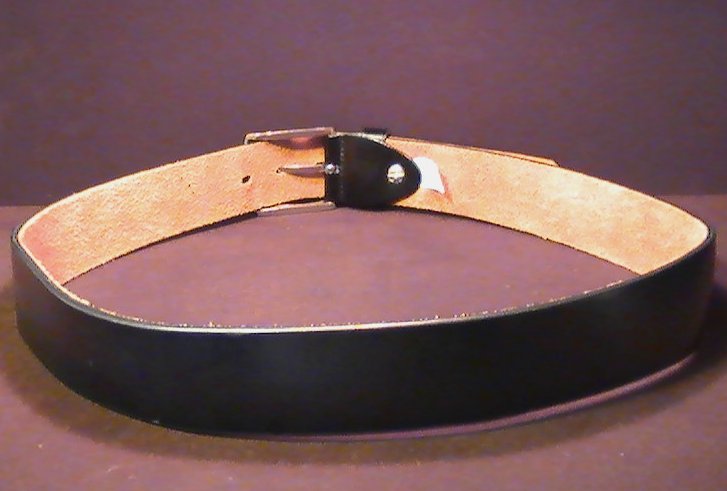 Leather Belt Black with Silver Buckle 1.5 inch wide size Med 3823