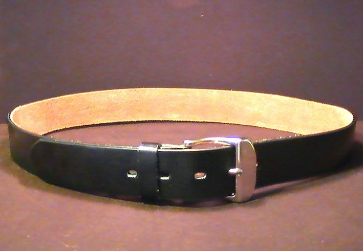 Leather Belt Black with Silver Buckle 1.5 inch wide size Med 3823