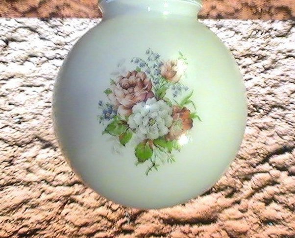 Ball Lamp Shade Opal White Camellias Peonies 3 1/8 inch fitter 6 x 6