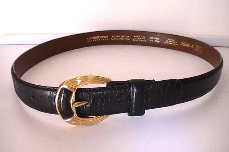 '.Leather Belt Black Medium Croc.'