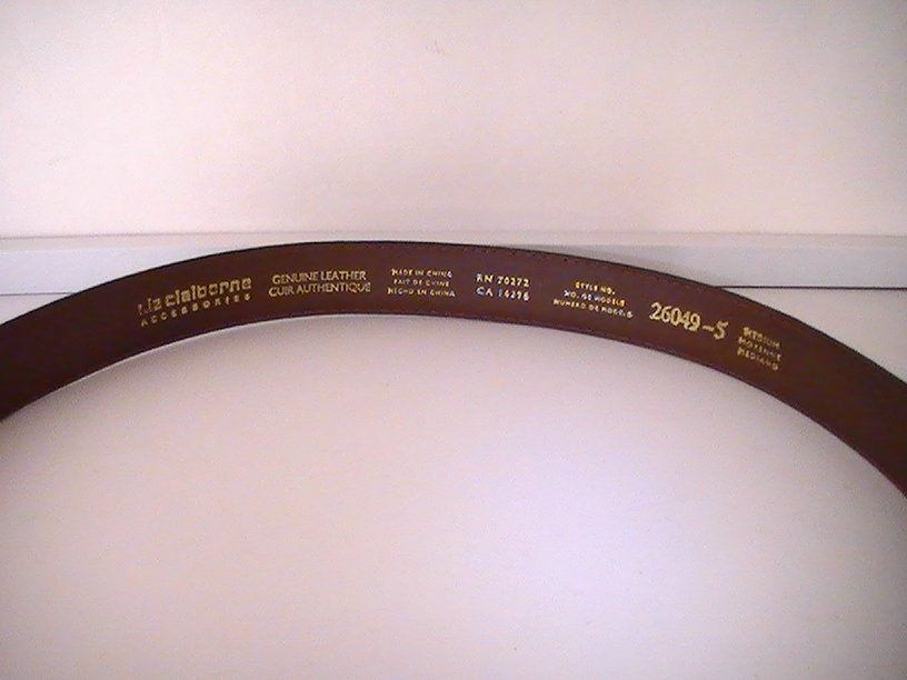 Leather Belt Black Medium Liz Claiborne Crocodile 26049 Gold Buckle