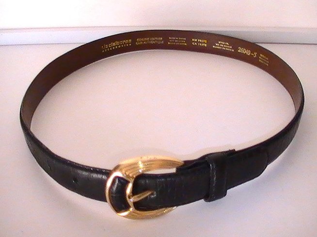 Leather Belt Black Medium Liz Claiborne Crocodile 26049 Gold Buckle