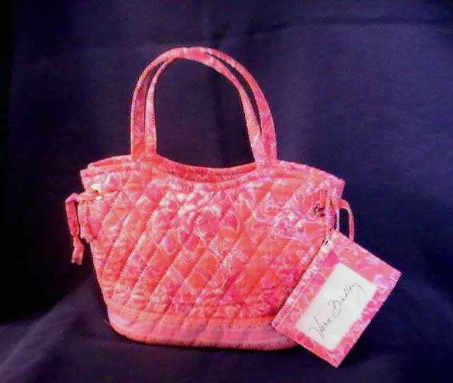 Vera Bradley Hand Bag Satchel Hope Toile Salmon Pink  