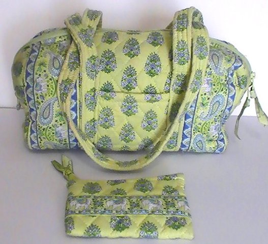 Vera Bradley Duffle Shoulder bag Citrus Green with matching Coin Purse Green