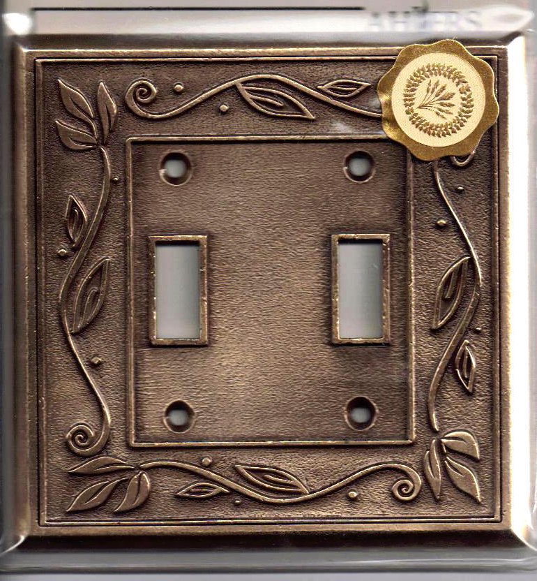 Switch plate Solid Brass Double Toggle Heavy Intricate  