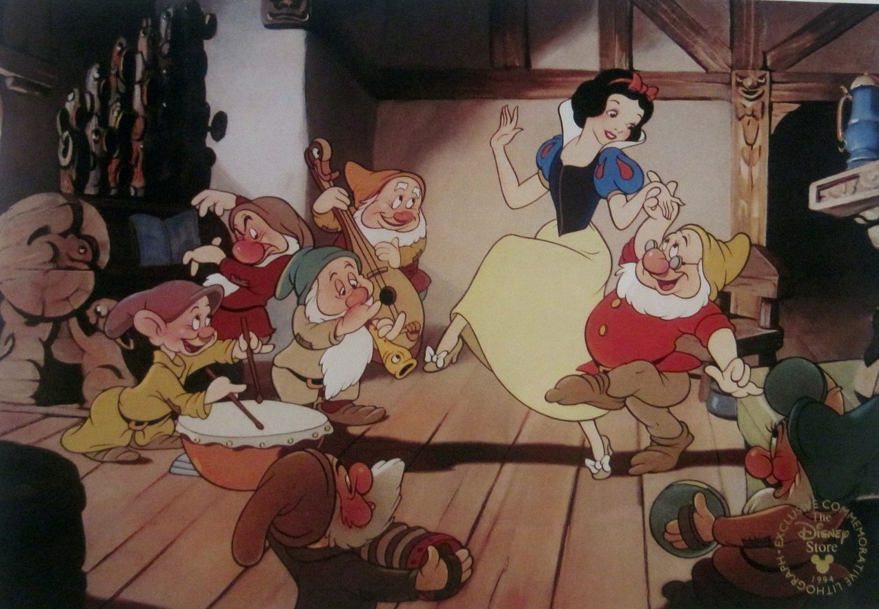 Snow White and the Seven Dwarfs Disney Lithograph 1994