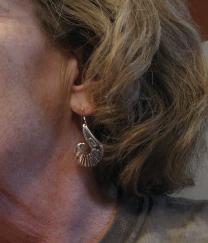 Image 3 of Everett & Mary Teller Navajo Sterling Silver Swirl Earrings