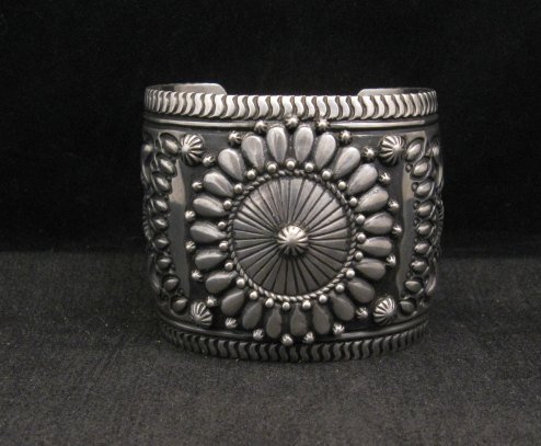 Image 0 of Extra-Wide Darryl Becenti Repousse Stamped Sterling Silver Bracelet