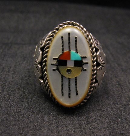 Image 1 of Old J Hustito Zuni Native American Zia Sunface Ring Sz11-1/2