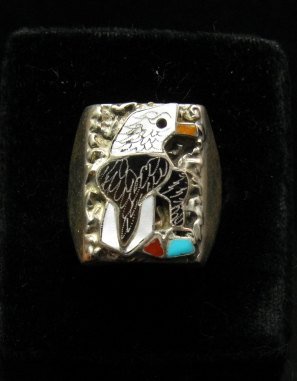 Image 0 of Native American Inlaid Bald Eagle Sterling Silver Ring sz11