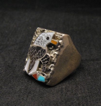 Image 1 of Native American Inlaid Bald Eagle Sterling Silver Ring sz11