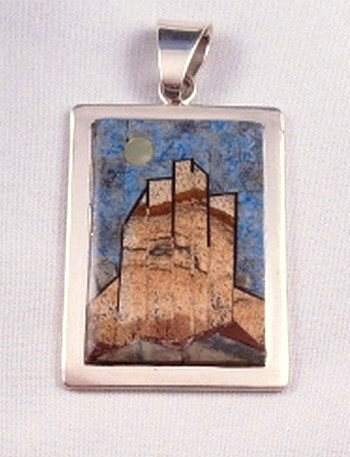 Image 2 of Navajo * Tommy Jackson * Monument Valley Inlay Pendant