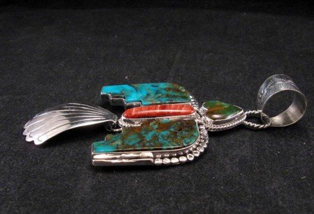 Image 2 of Navajo Indian Turquoise Thunderbird Pendant, Martha Willeto