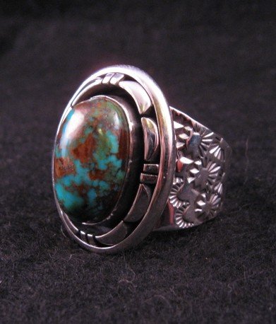 Image 2 of Persian Turquoise Navajo Silver Ring Sz11-1/2, L. Bruce Hodgins