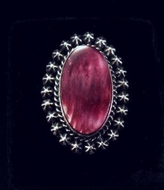 Image 0 of Purple Spiny Oyster Navajo Silver Ring Sz6-1/2 by Happy Piasso