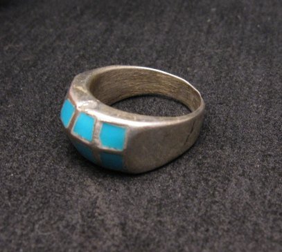 Image 2 of Vintage Native American Turquoise Inlay Panel Ring sz7