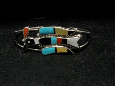 Image 3 of Zuni Peyote Water Bird Necklace Earrings Bracelet Ring Set, Lynnette Laiwakete