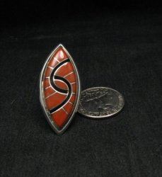 Amy Wesley ~ Zuni ~ Coral Inlay Sterling Silver Ring sz6-1/2