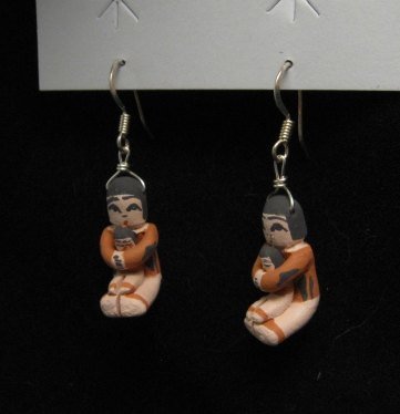 Image 3 of Angel Bailon ~ Jemez Indian Pueblo ~ Pottery Storyteller Earrings