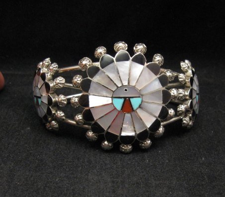 Image 3 of Zuni Abel Soseeah Sunface Necklace Earrings & Bracelet Set