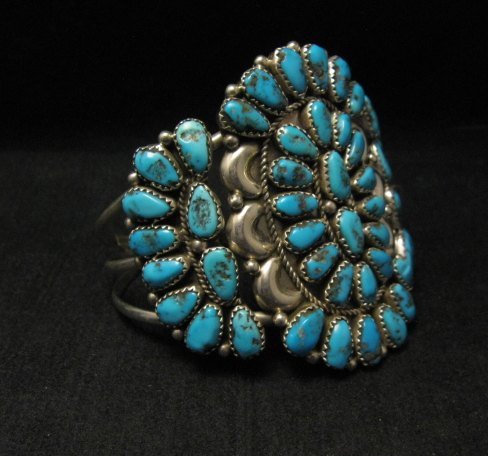 Image 2 of Justin Wilson Navajo Silver & Turquoise Cluster Jewelry Bracelet