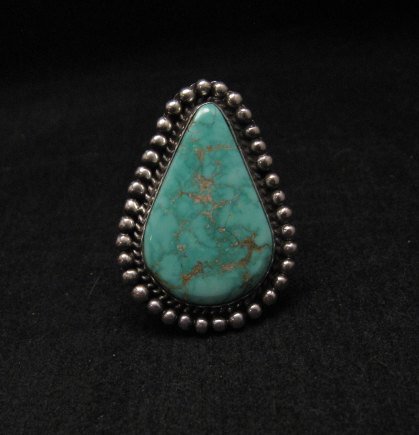 Image 0 of Navajo Turquoise Silver Ring by Navajo Happy sz 9-3/4