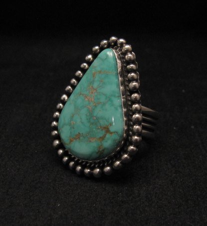 Image 1 of Navajo Turquoise Silver Ring by Navajo Happy sz 9-3/4