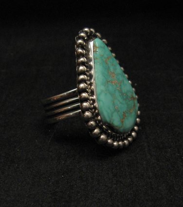 Image 3 of Navajo Turquoise Silver Ring by Navajo Happy sz 9-3/4