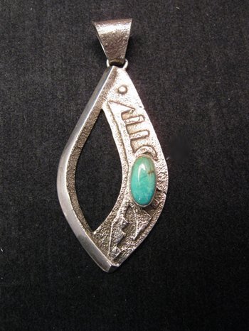 Image 0 of Indian Pawn Turquoise Sandcast Sterling Silver Pendant