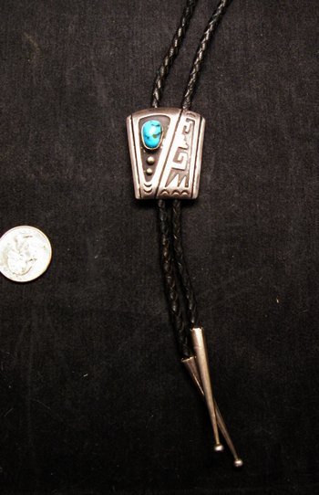 Image 0 of Vintage 1970's Sterling Silver Navajo / Hopi Bolo with Turqouise