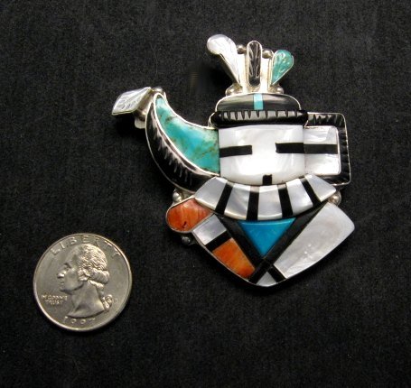 Image 1 of Eldred Martinez Zuni Longhorn Kachina Mask Pin/Pendant